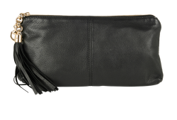 Sienna Tassel Clutch, Leather, Black, 493075, DB, 2*